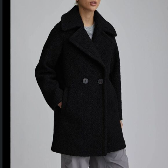 NWT NVLT Flat Bouclé DB Over Coat Size Medium Black - Picture 1 of 6